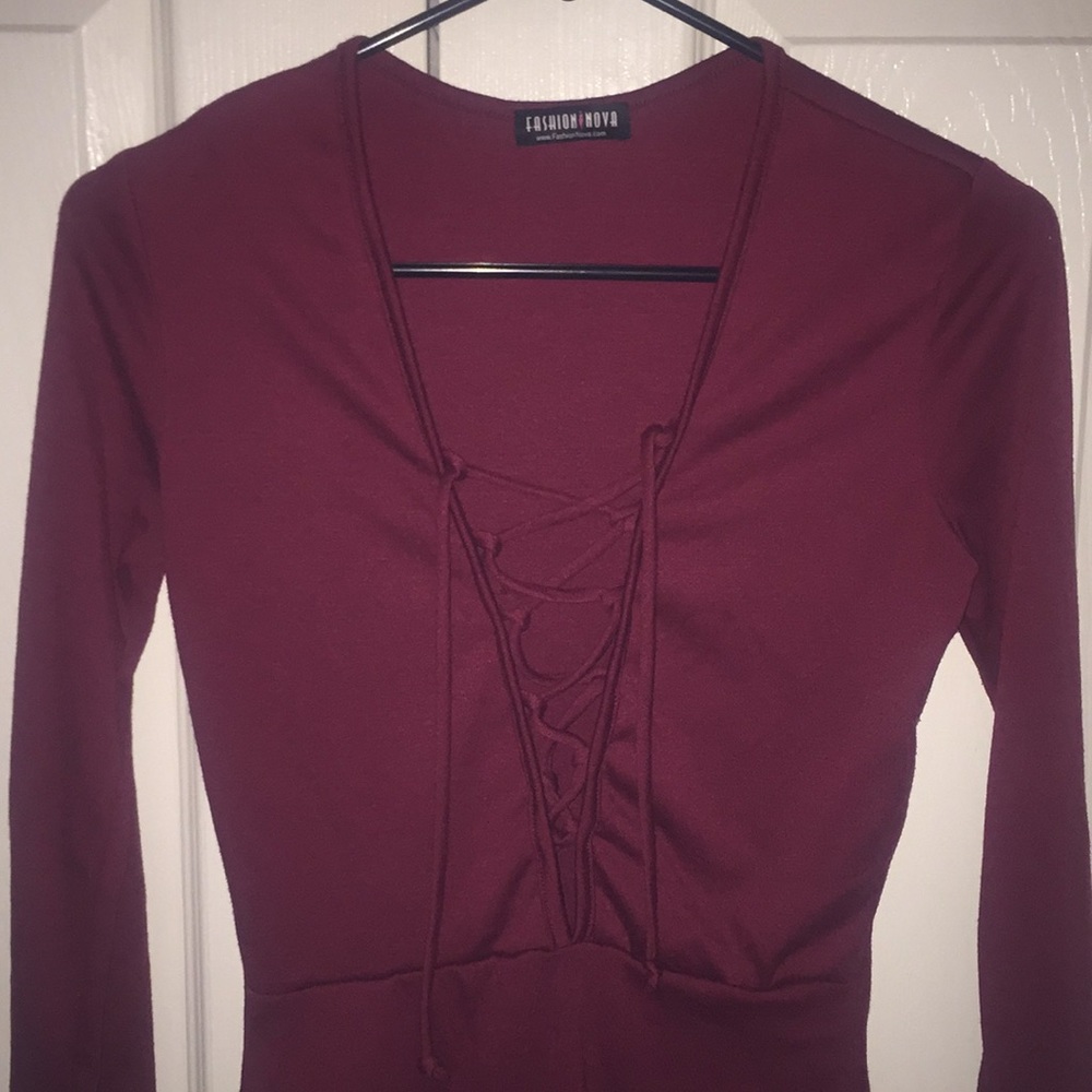 Fashion Nova Burgundy Bodysuit